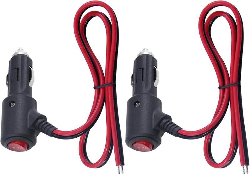 SPARKING 12Volt Replacement Cigarette Lighter Male Plug with On Off Switch - 2FT 12V Fused 15amp Cigarette Male Plug with 16gauge Leads, 12V DC Car Plug for Car Cooler,Cb Radio, Air Compressor[2PACK] - Image 1